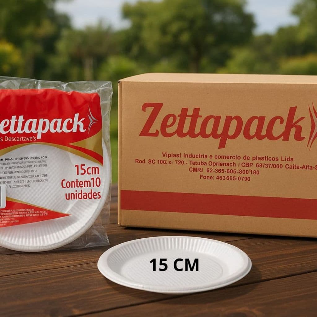 Prato Descartável Raso 15cm 100UN 200UN Branco