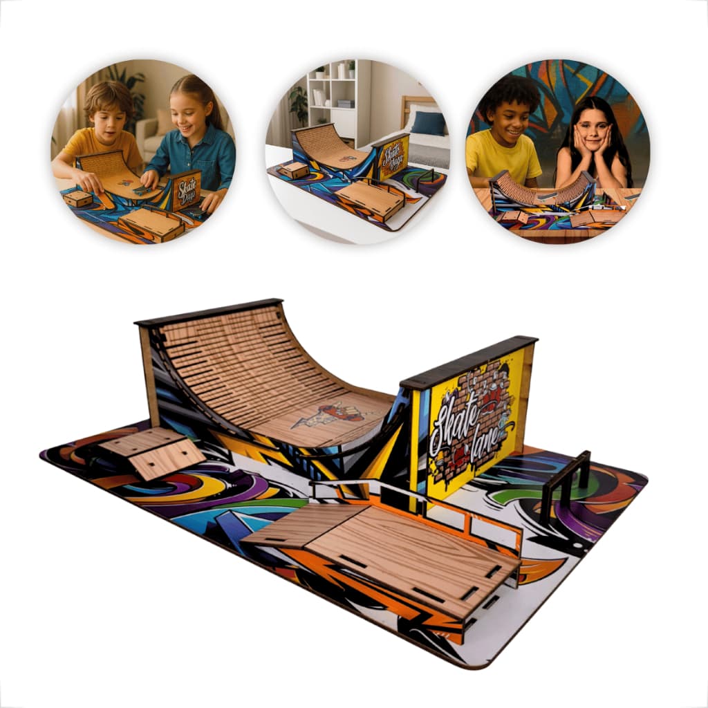 Pista Em Mdf Skate De Dedo Pista Adesivada C/ Rampa Para Manobras Mdf