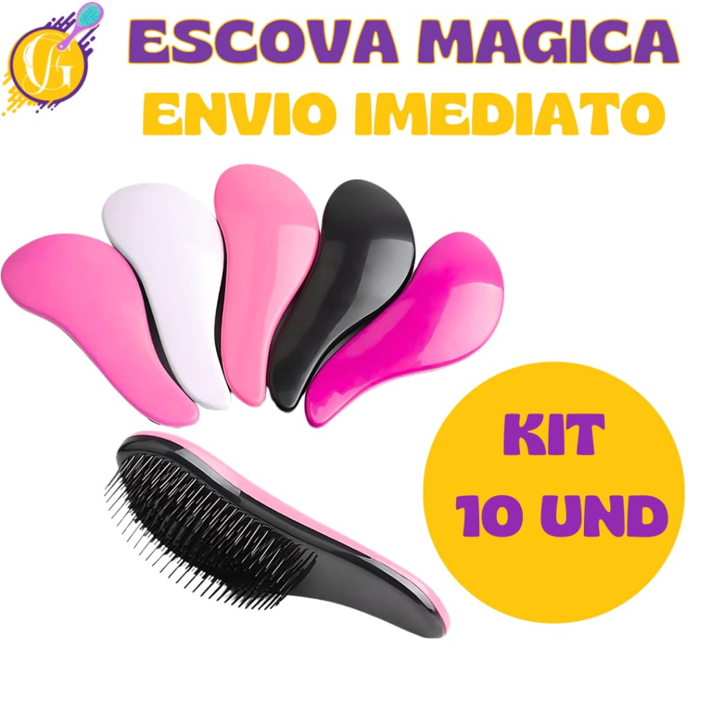 Kit 10 - Escovas Mágicas pra cabelo - Anti Frizz - De Desembaraçar Cabelo - Glamour Feminino