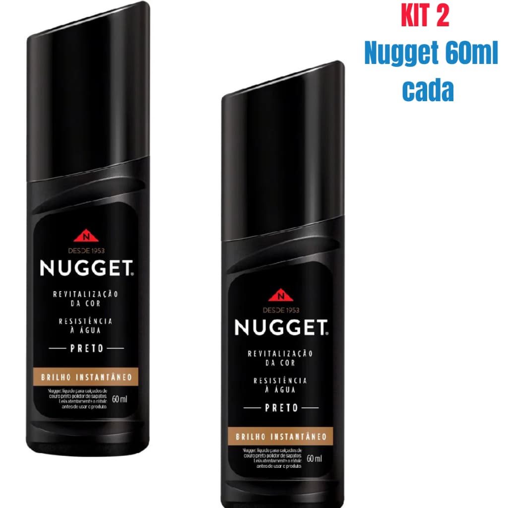 Kit 2 Nugget Polidor Para Sapato e Tênis Cor Preta 60ml – Graxa Líquida
