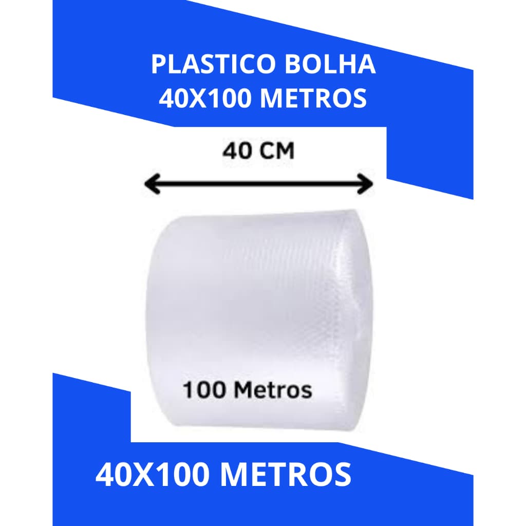 Plástico Bolha 100 Metros Bobina 40x100