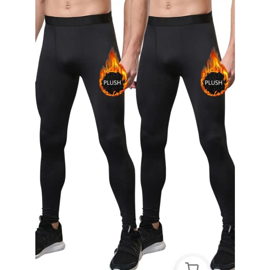 Kit com 2 Meia Calça Térmica Masculina Grossa Calça Leg Peluciada Forrada por Dentro Calça Térmica