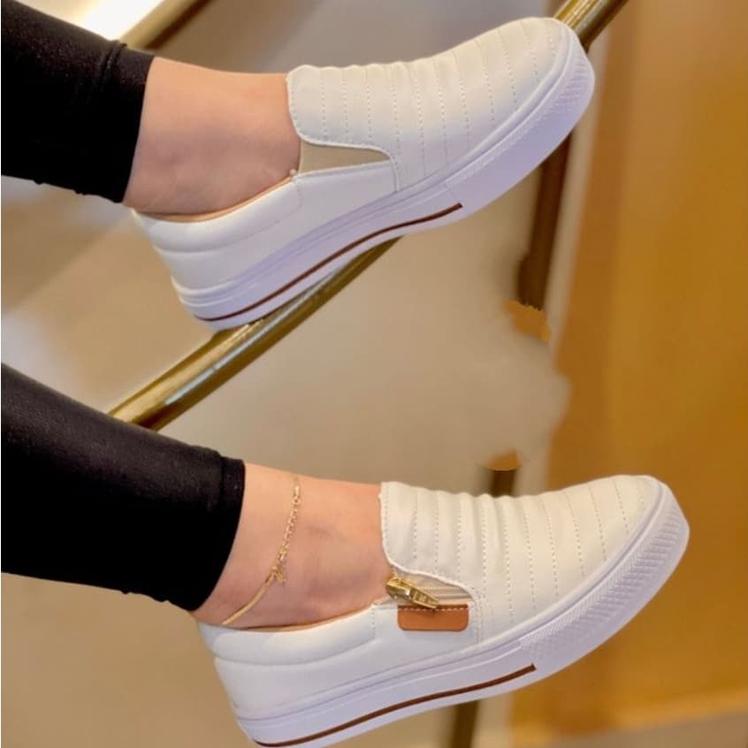 Tênis Sapatilha Feminino Slip On Ziper  Confortável Macia Envio Em 24 Horas