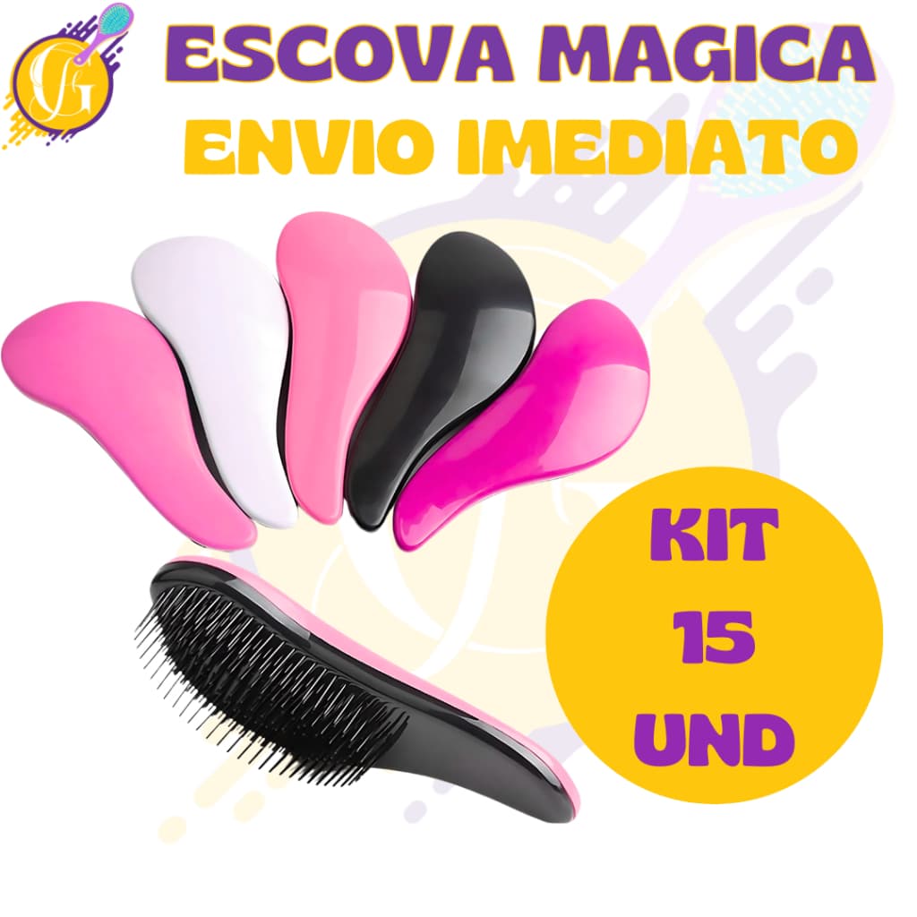 Kit 15 - Escovas Mágicas pra cabelo - Anti Frizz - De Desembaraçar Cabelo - Glamour Feminino