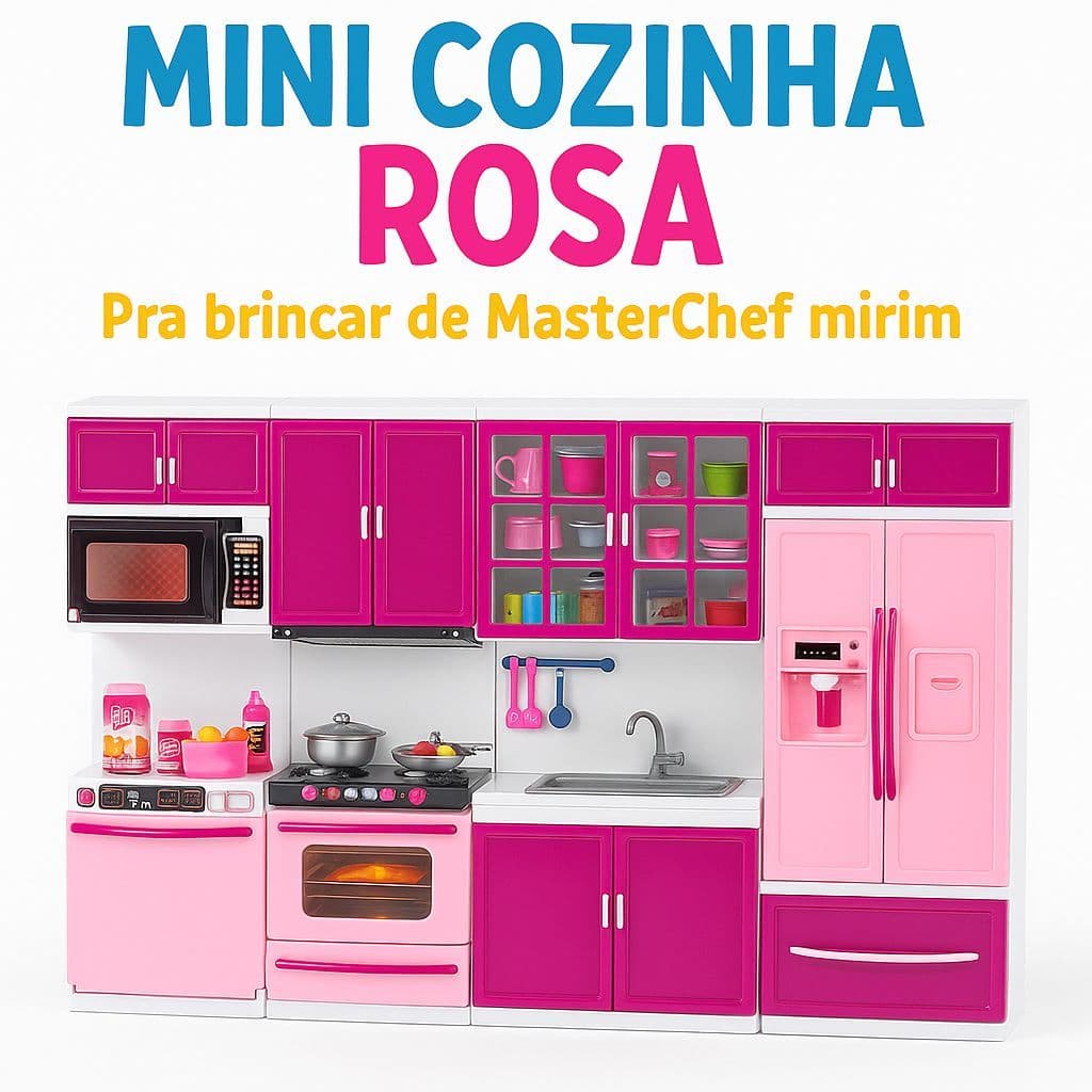 Mini Cozinha Infantil Completa com Acessórios - Rosa Para brincar de Master Chef Mirim