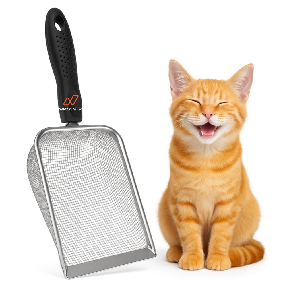 Pazinha Coletora para Gato em Aço Inox Namave Premium - Peneira Resistente,  Escolha 2.0mm ou 2.8mm