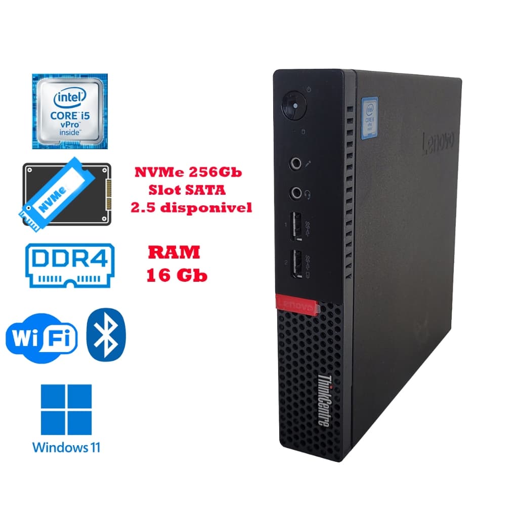 Mini Cpu Lenovo Thinkcentre M910q Intel Core I5-6600T Ram DDR4 16Gb-NVMe 256Gb Wify