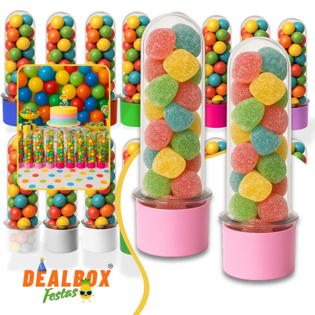 10-50 Tubetes 8cm Cores Kit Lembrancinha Aniversário Festa Infantil Surpresa Kit