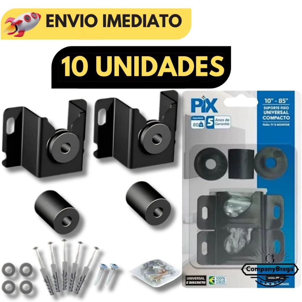 Kit Com 10 Suporte Universal Fixo Para Smart TV LED LCD Parede Painel 10 á 85 Polegadas