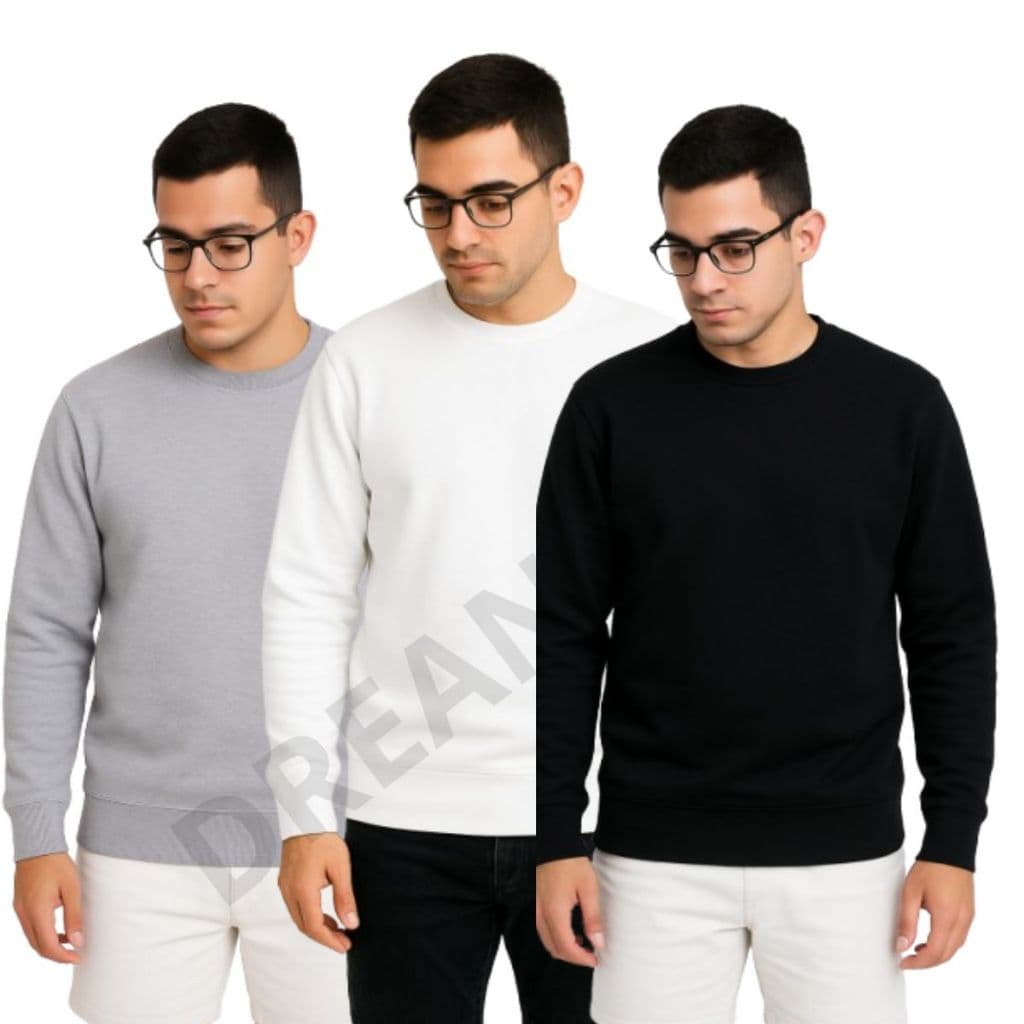 blusa de frio masculina  Gola Careca Liso sem Capuz Unissex com Ribana   -Tamanho P M G G