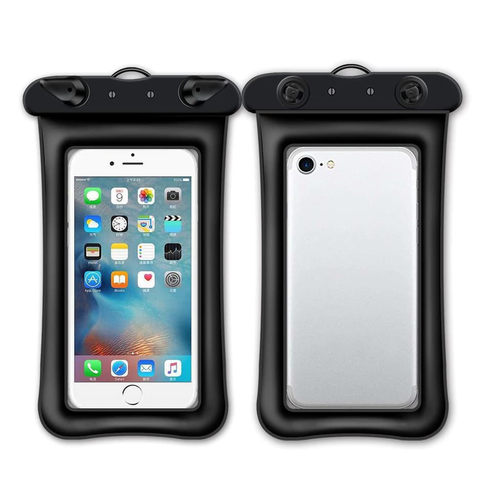 2 Capa Celular Bolsa Case A Prova D'água Transparente Cor Preto Universal Praia Piscina Viajar