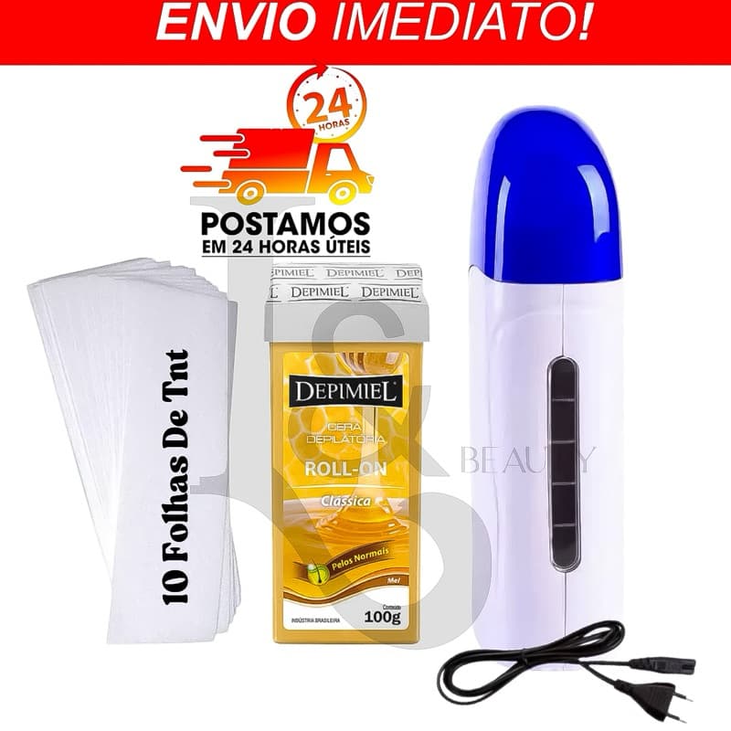 Kit Aquecedor Cera Roll On + Cera Depilatória + Papel Removedor Nº 5