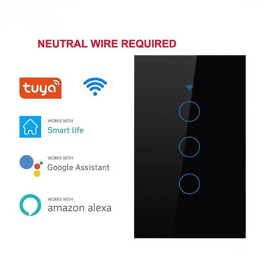 Interruptor Touch Inteligente Wifi 1 2 3 e 4 Teclas Alexa Google Smart Tuya luz de ganga controle