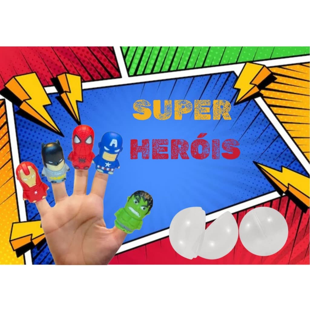 Kit 10 un Dedoches Super Heróis - brinquedos encapsulados