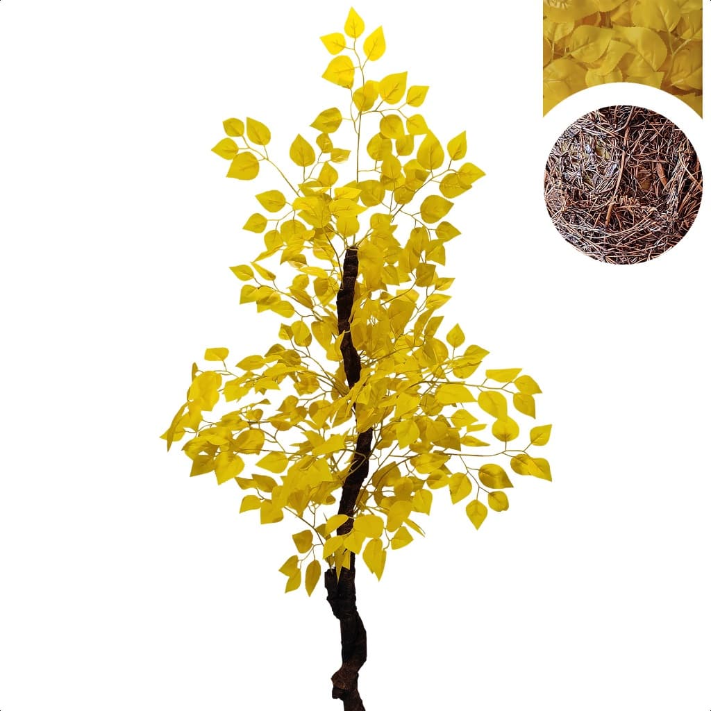 Árvore Artificial Ficus Amarelo Outono Grande 150cm Sem Vaso