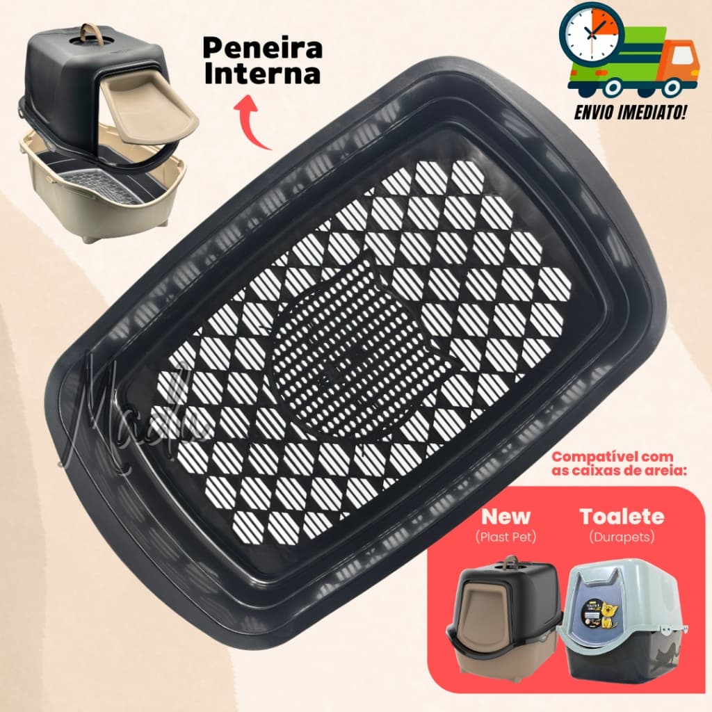 Peneira Para Caixa de Areia Fechada Gatos Uso Interno - Limpeza Rápida e Prática Envio Imediato
