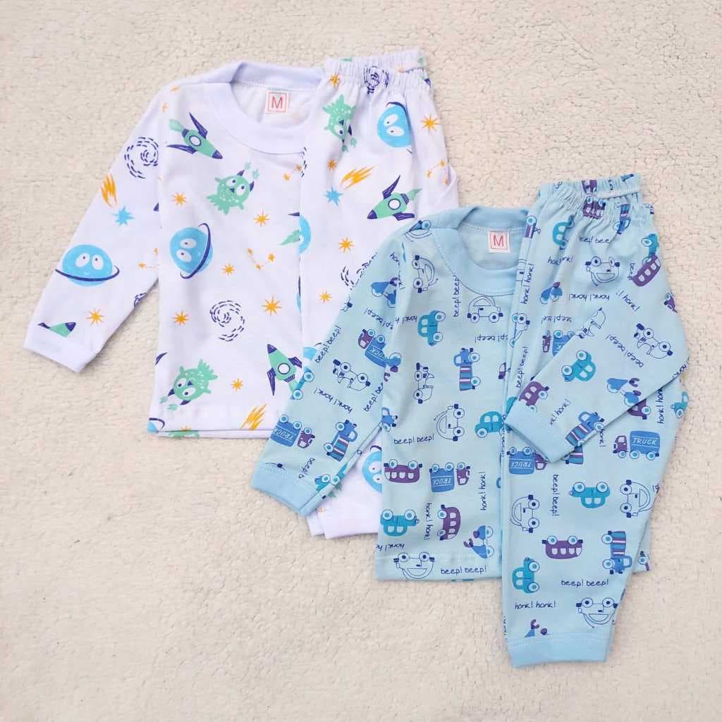 Kit Pijamas Infantis / Bebê (2 Blusas + 2 Calças) 100% Algodão