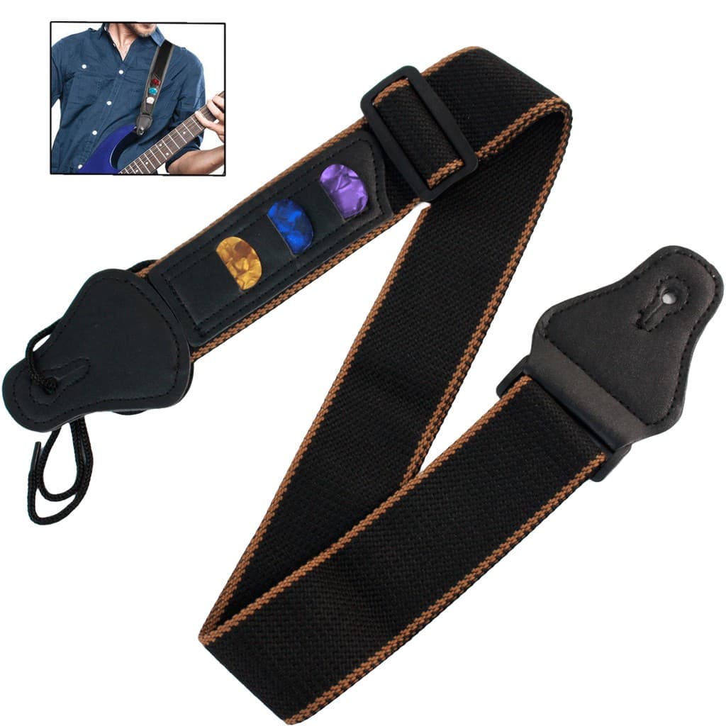 Correia para Violão e Guitarra com Porta Palhetas  – Conforto e Praticidade no Palco