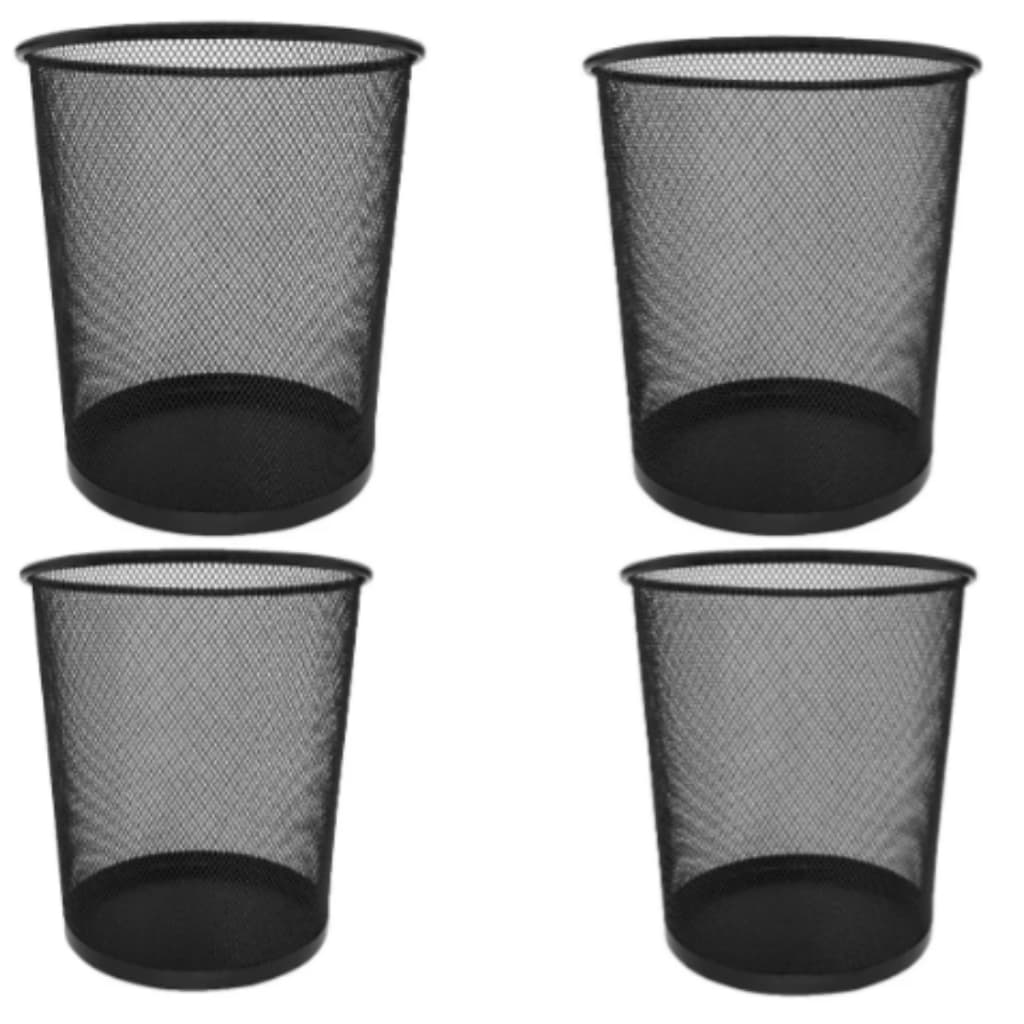 Kit 04 Lixeira Cesto De Lixo Escritório Telada Metal Aramado