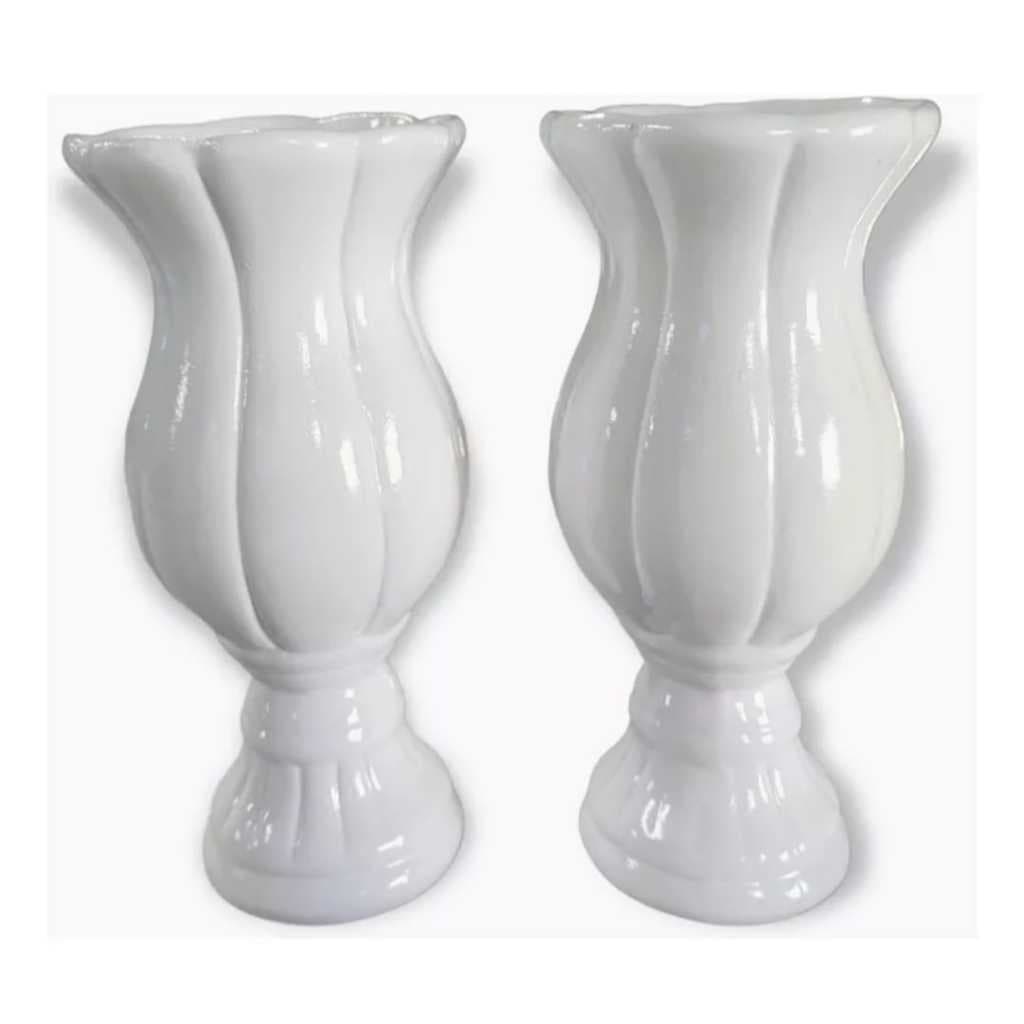 KIT 2 VSO TULIPA PEQUENO CERAMICA P\ DECORAÇÃO DE FESTA 24 CM ALT