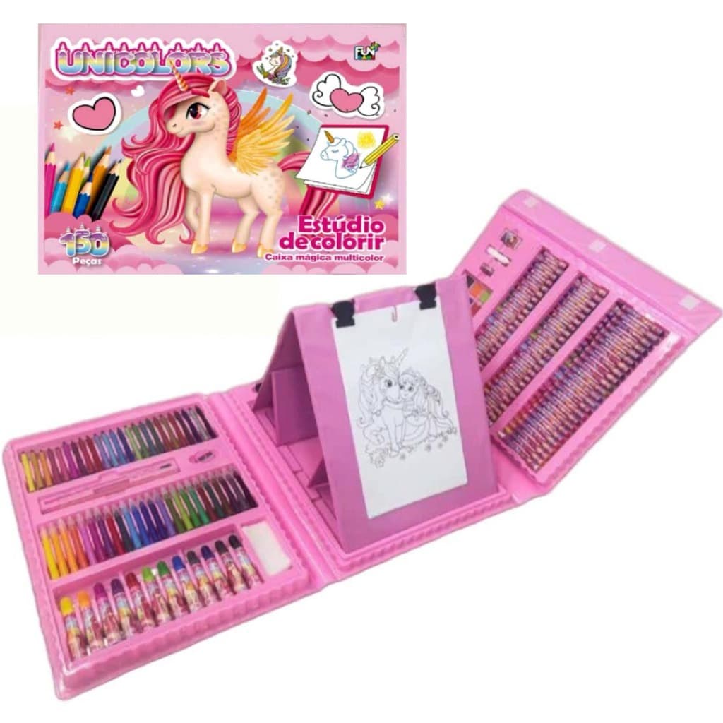 Estojo Maleta de Pintura Para Crianças Com Desenhos, Lápis e Canetinhas