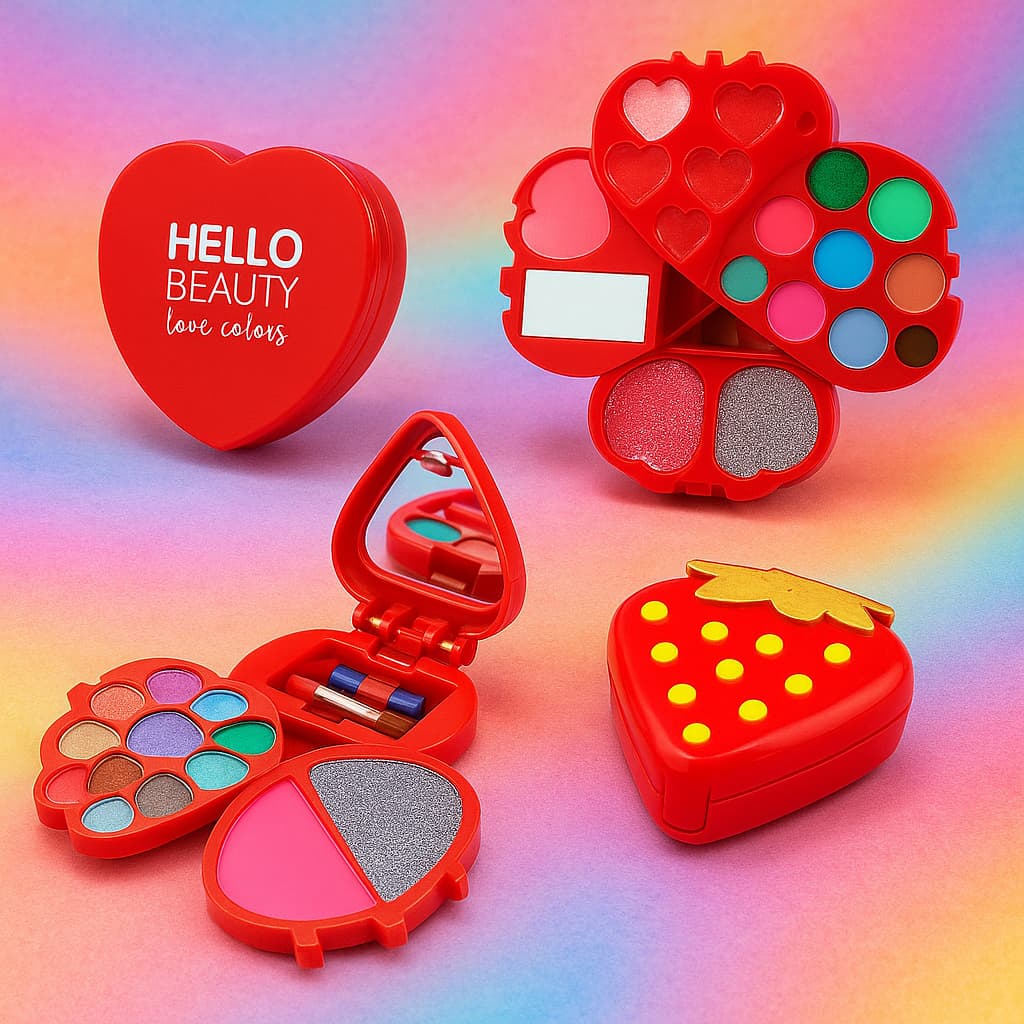 Maquiagem de criança morango coração e maça