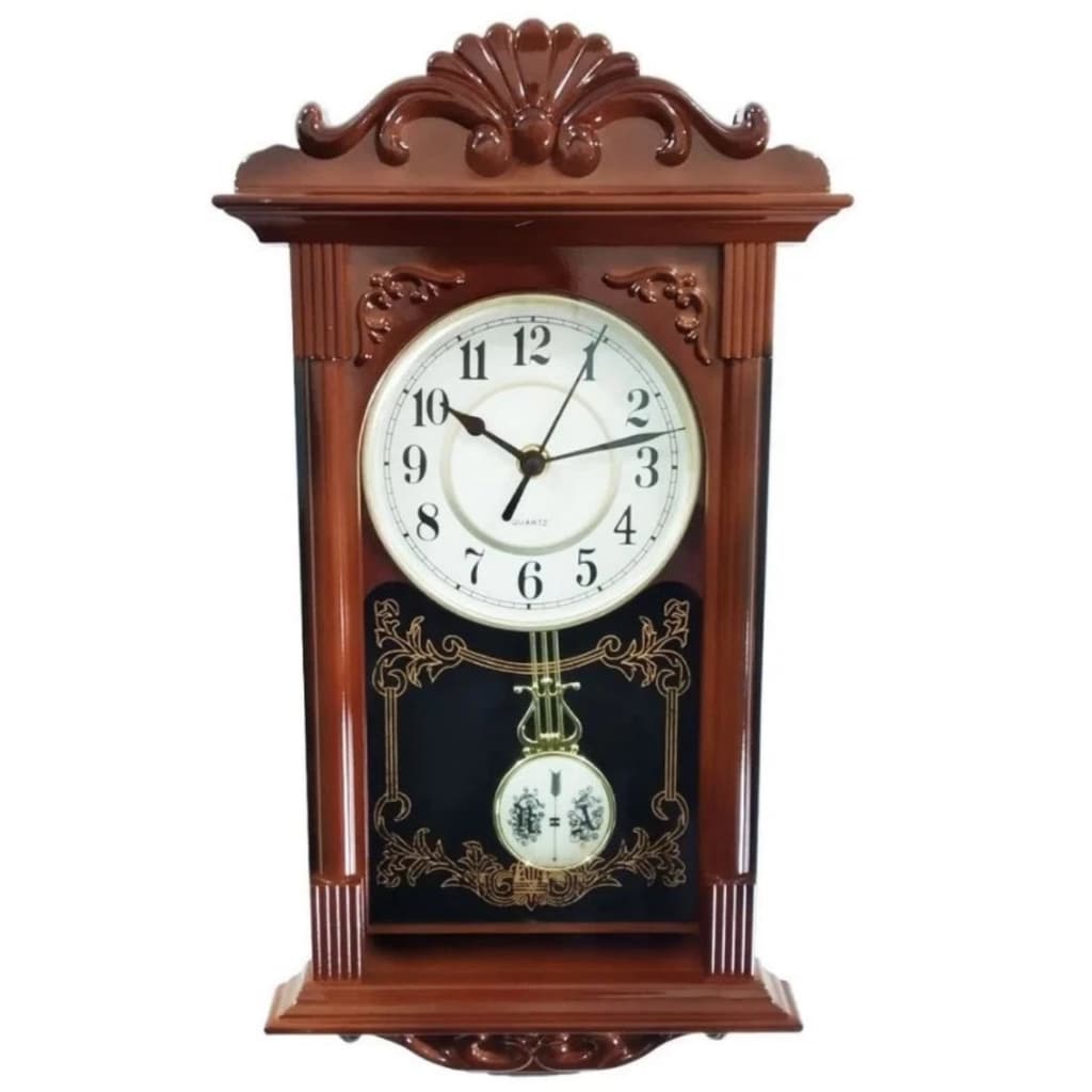 Relógio Analógico De Parede Rústico Lindo Pêndulo Ativo 38cm Cor Da Estrutura Rustica