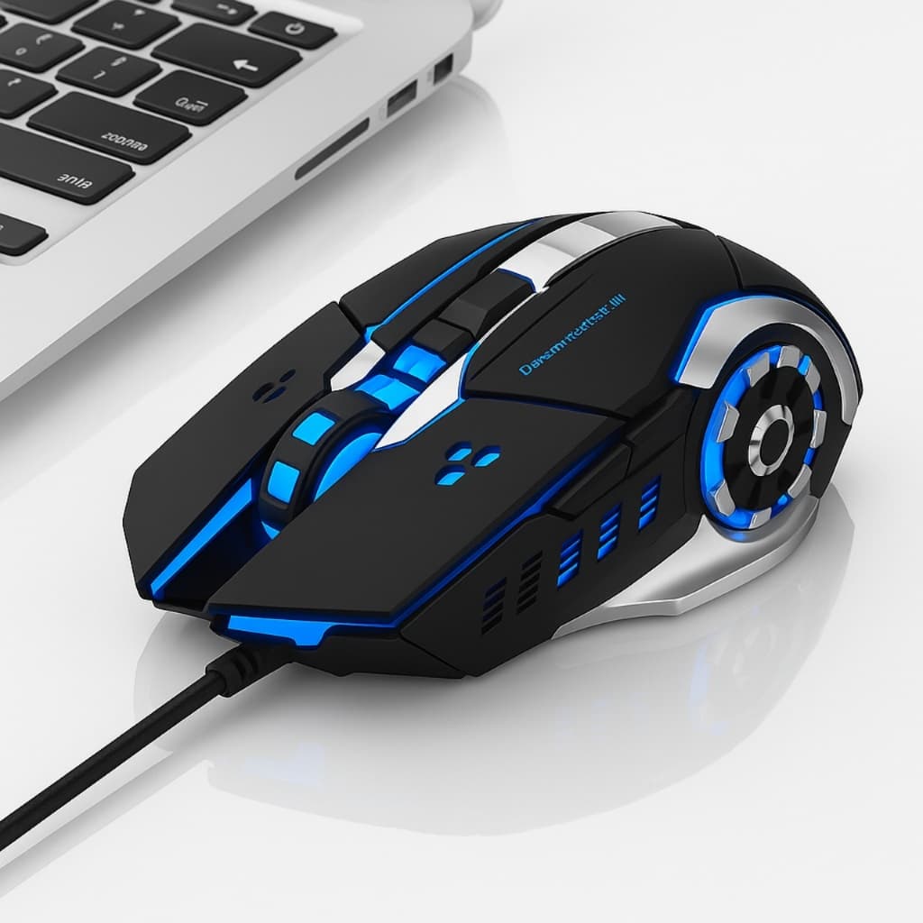 Mouse Gamer 3600 DPI ajustável 6 Botoes Com LED Iluminado RGB Com Fio USB Para Jogos