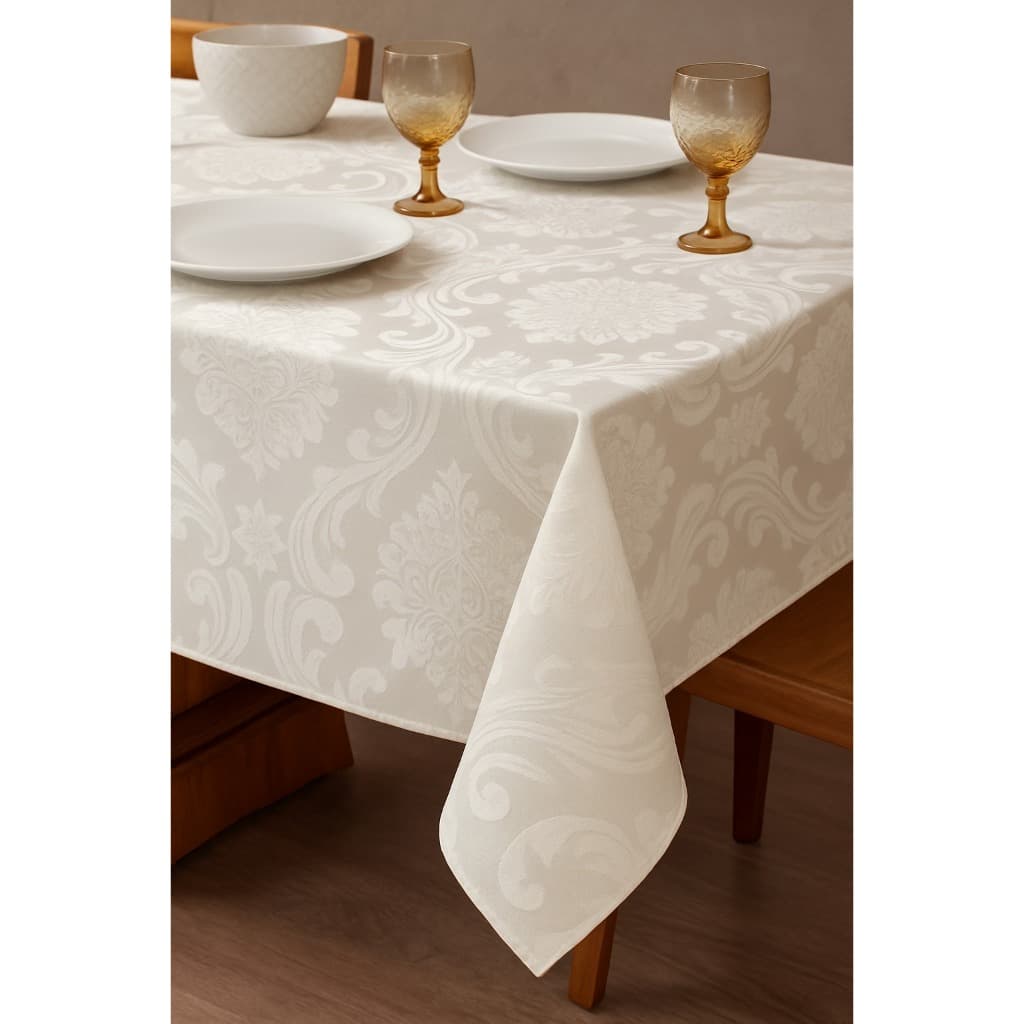 Toalha De Mesa Tecido Jacquard Retangular Durável e Elegante 4/6/8 Lugares Luxo Promoção