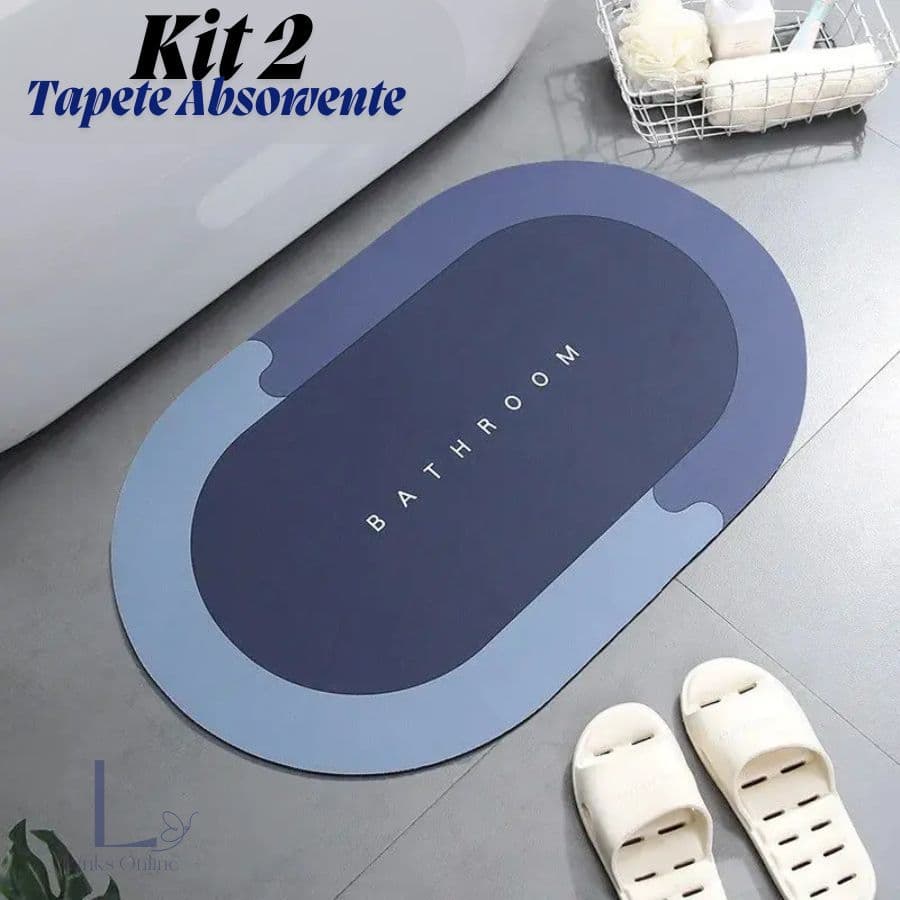 Kit 2 Tapetes De Secagem Rápida Em Microfibra Antiderrapante De Banheiro Porta De Entrada