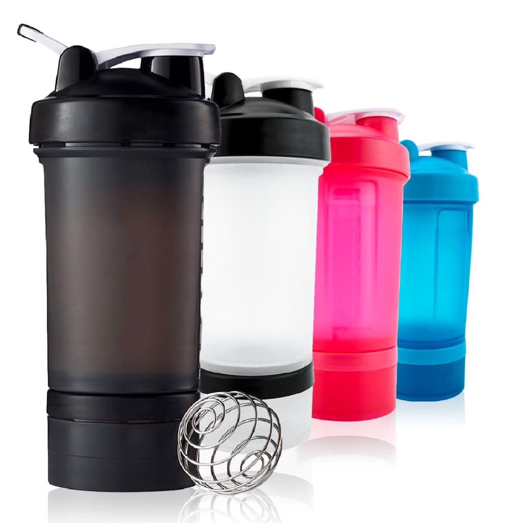 Garrafa Coqueteleira  Shakeira 450ml com Esfera Misturadora e Compartimento – Academia e Suplementos