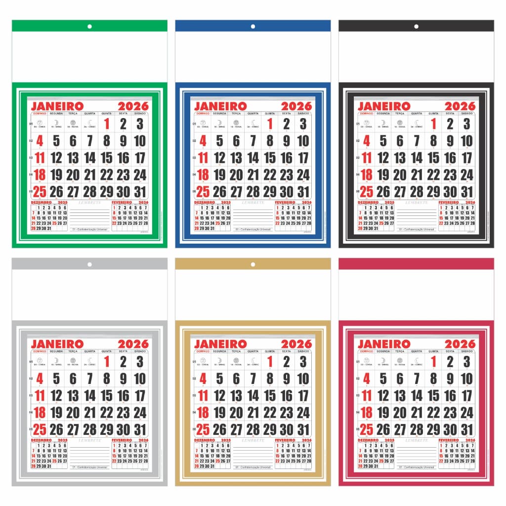10 Folhinha Calendario Comercial 27x37cm De Parede Lisa 2026