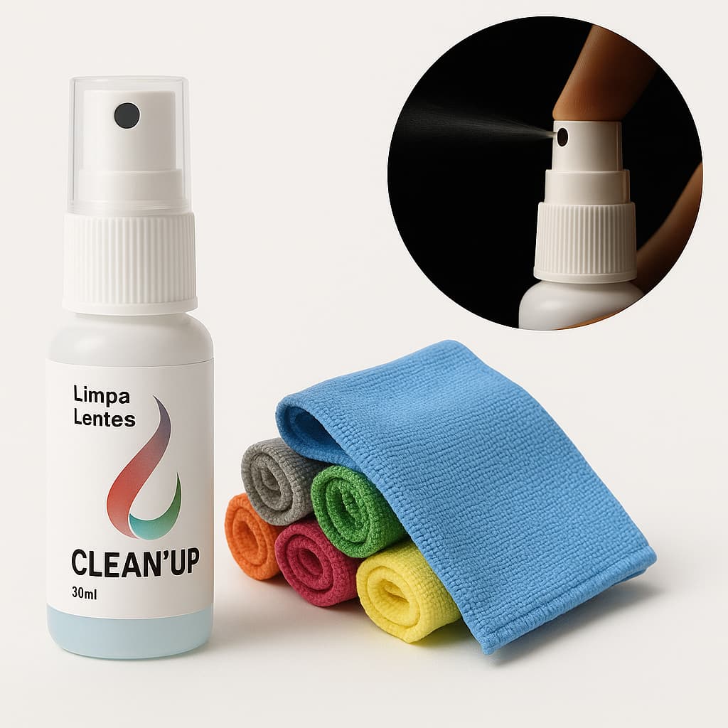 1 Limpa Lentes 30 ml + Pano de Microfibra Premium Limpeza de Óculos Tela Tv Celular Notebook