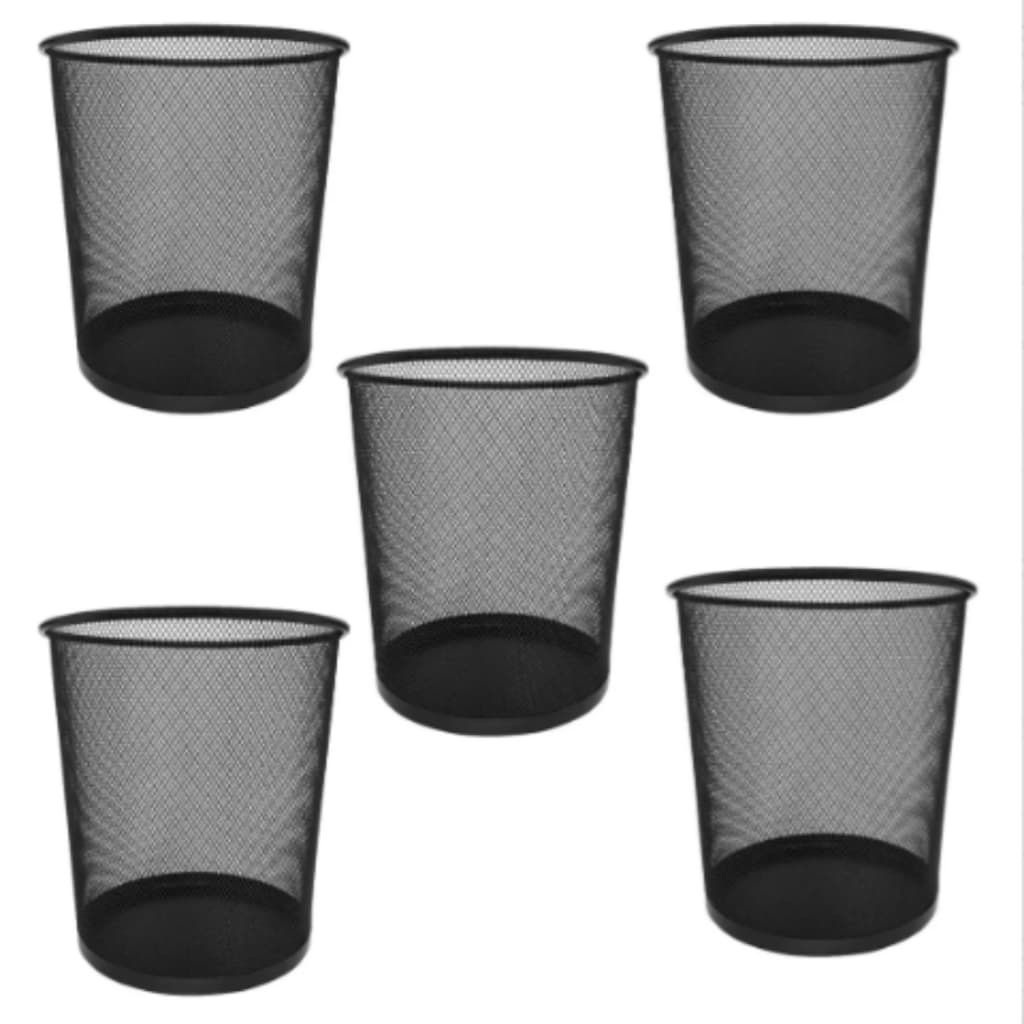 Kit 05 Lixeira Cesto De Lixo Escritório Telada Metal Aramado