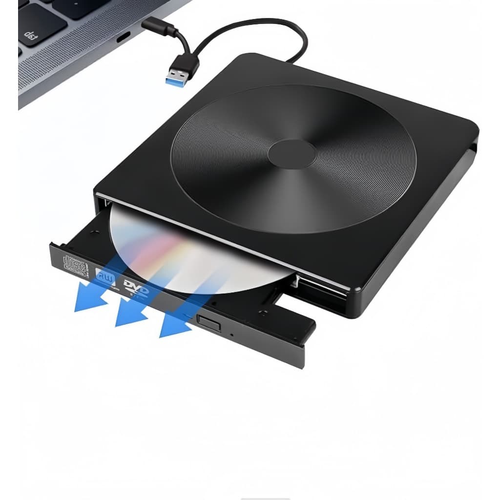 Gravador Leitor Drive Externo De Cd E Dvd Tipo-c + Usb 3.0 Slim Portátil