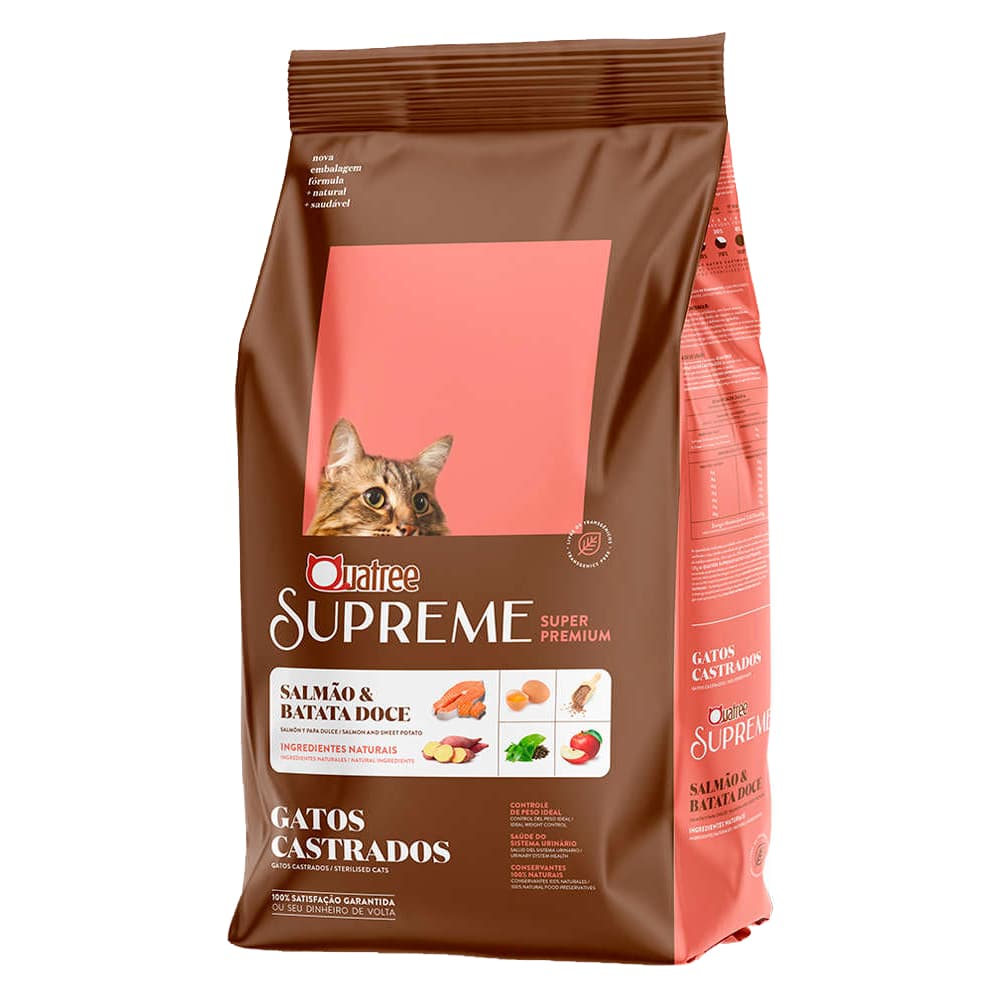 Ração Quatree Supreme para Gatos Castrados sabor Salmão e Batata Doce 10.1 Kg
