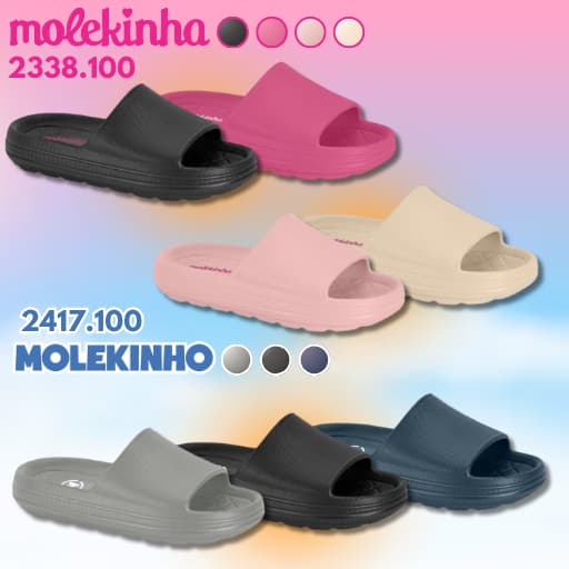 Chinelo  Infantil Menino e Menina Molekinho e Molekinha Slide EVA Modelo Nuvem