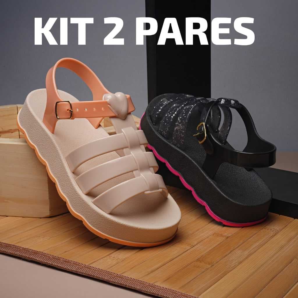 Kit Sandália 2 Pares Lulu Juvenil Menina Promoção Papete