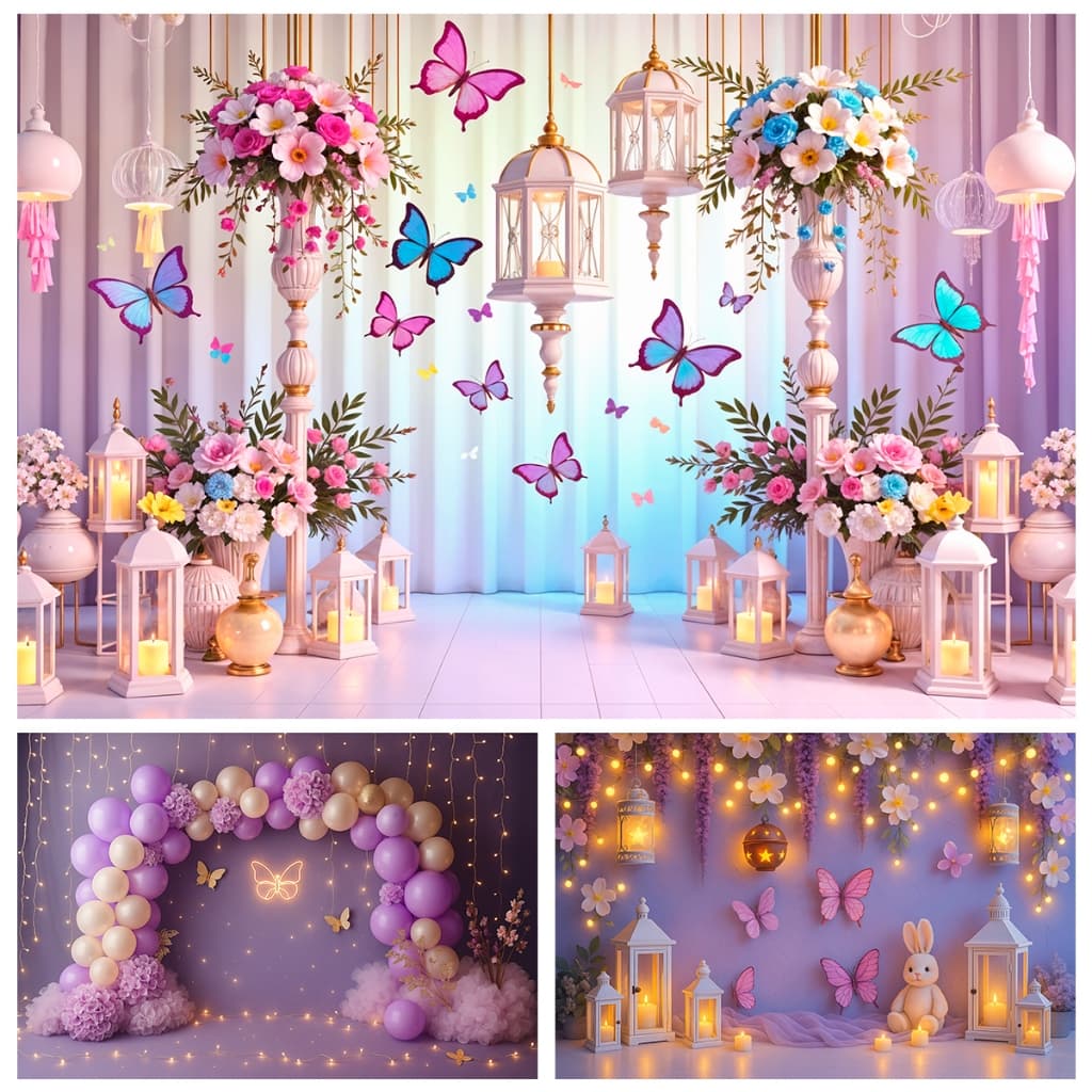 Fundo Fotográfico Borboletas 3D Tecido Sublimado 1,5x2,2 Mt