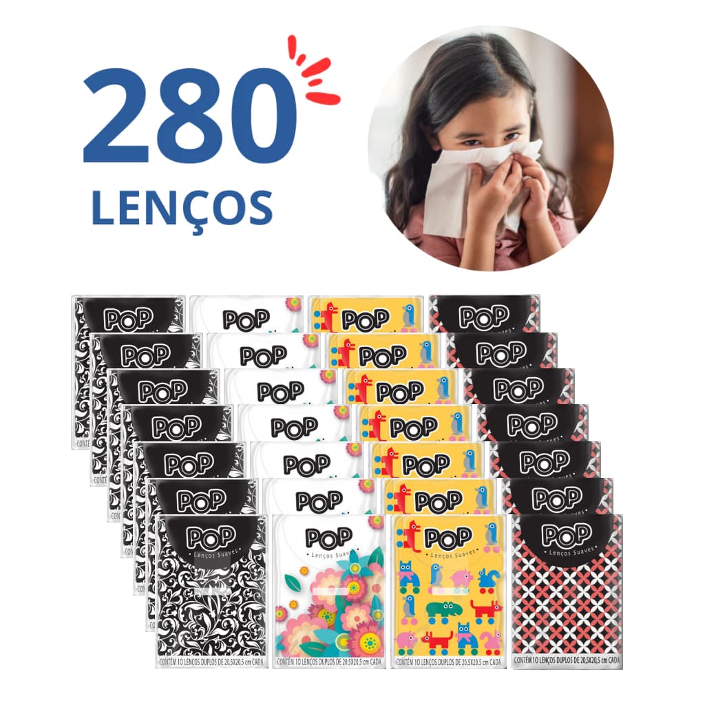 Kit de Lenço de Papel Duplo POP Suaves Pacotes Compacto