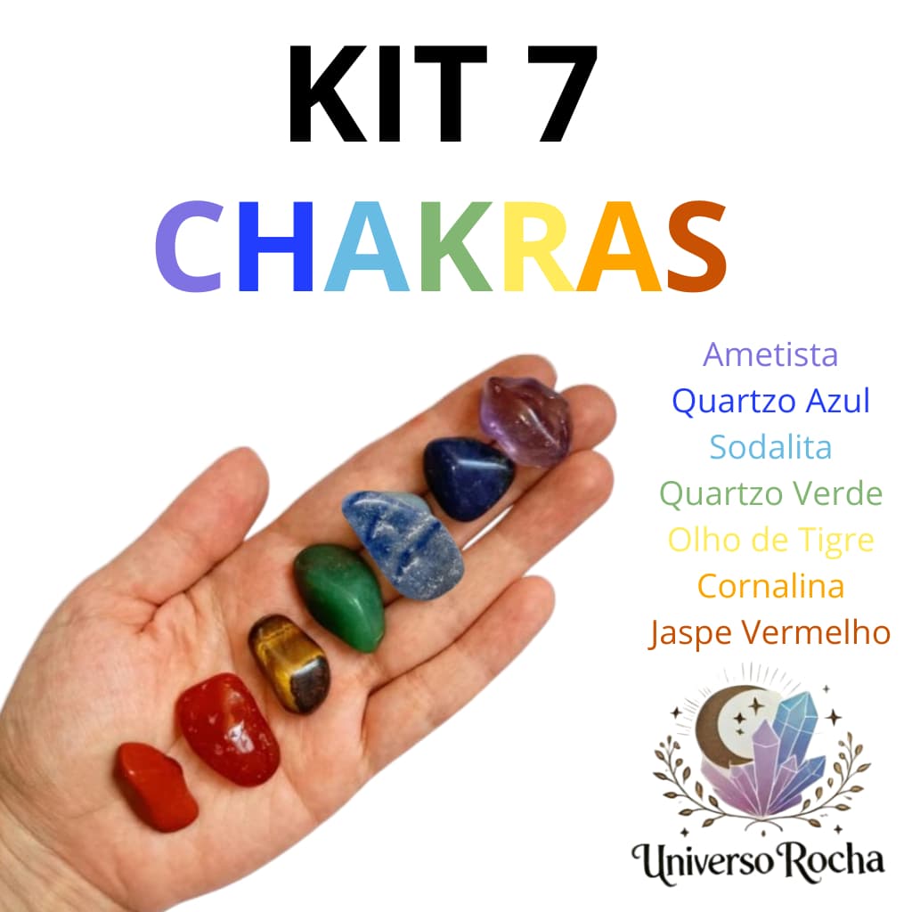 Kit 7 Pedras Dos Chakras mini Cristais 100% Naturais Equilibrio - Reiki Meditação Conexão Espiritual