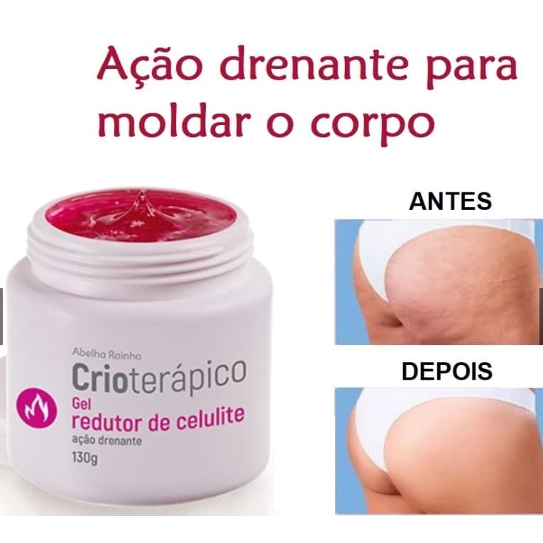 Gel Redutor de Celulite Crioterápico - estimula a quebra da gordura localizada. Abelha Rainha 130g