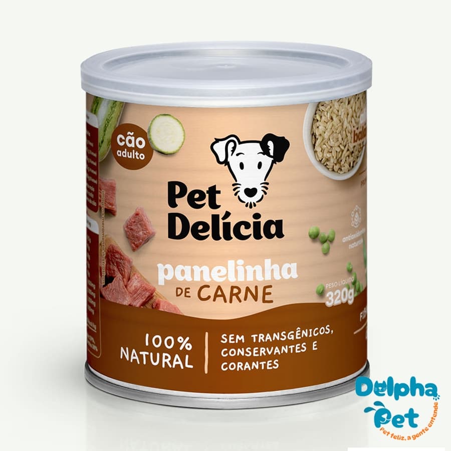 Ração Úmida Natural para Cães Panelinha de Carne 320g Pet Delicia
