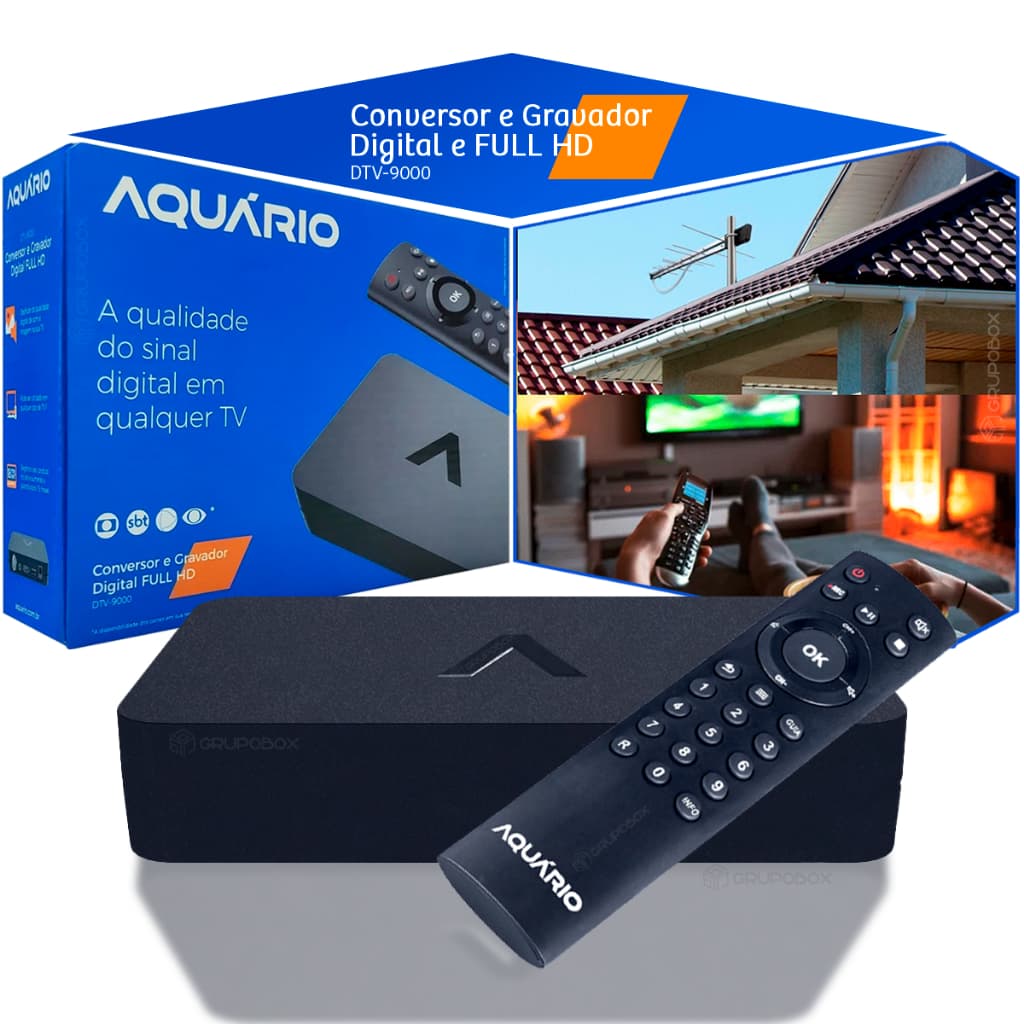 Conversor Gravador Digital Smart Full HD Com HDMI  Aquário DTV-9000 Compatível com TVs Antigas