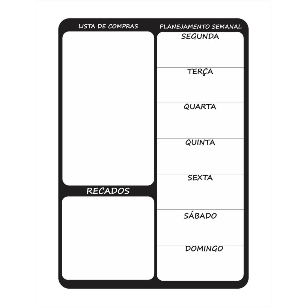 Lousa Magnética Planner – Lembrete, lista de compras e Planejamento semanal para Geladeira (20x28 cm)