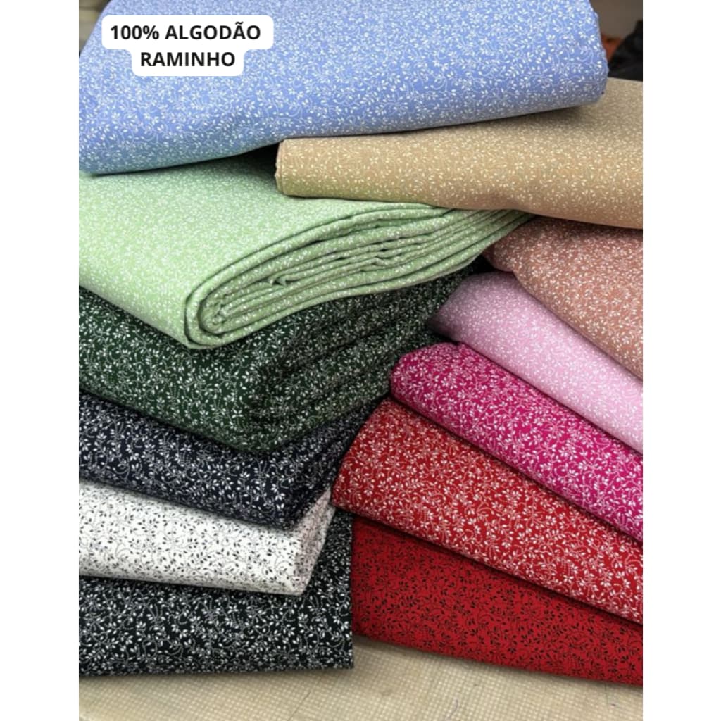 Tricoline 100% algodão Raminho 1,5m largura