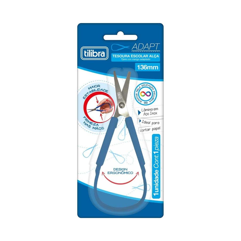 Tesoura Escolar Alça Adapt 13,6cm - Tilibra