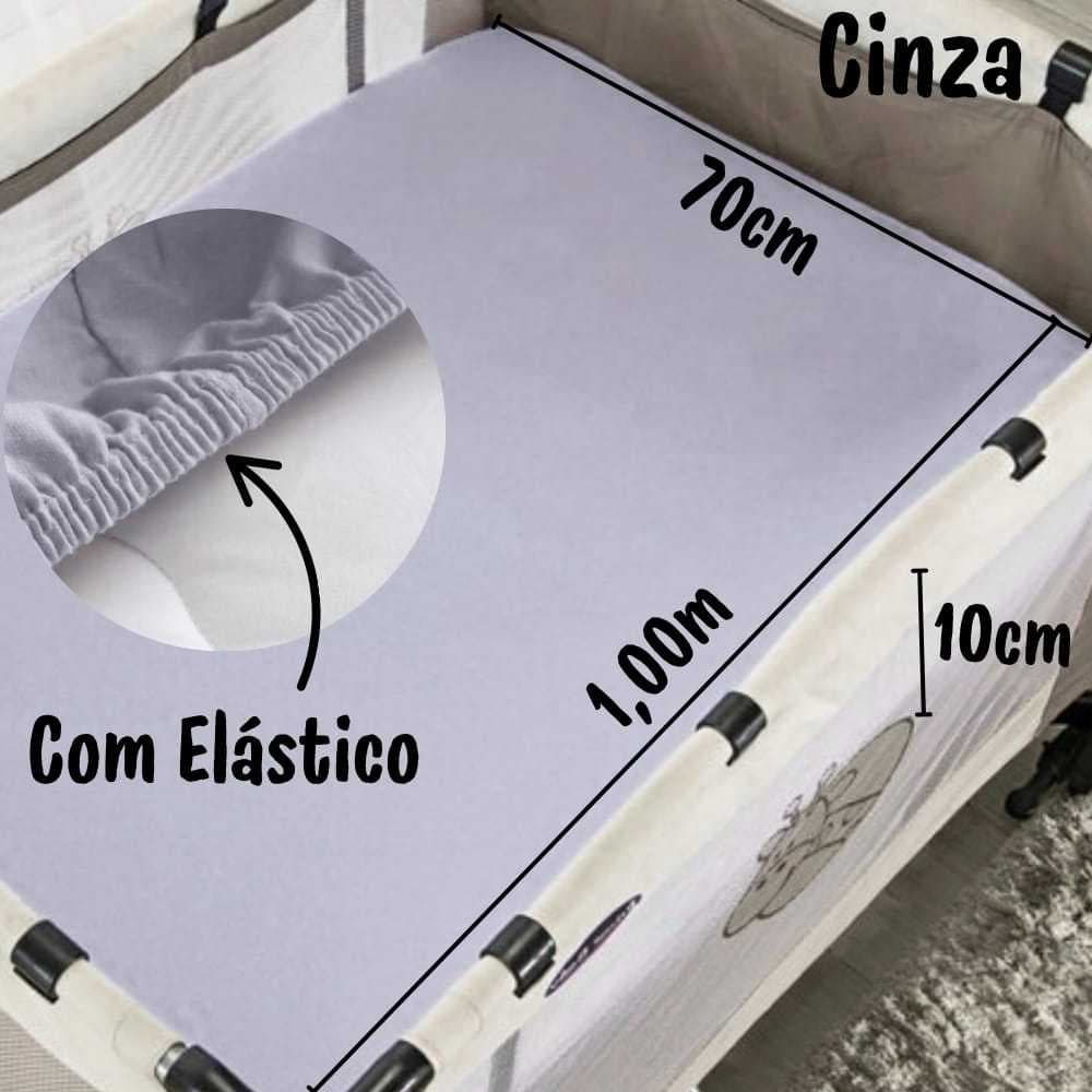 Kit 02 Lençol Avulso com Elástico Berço Desmontável Camping Chiqueirinho Várias Cores Menina Menino