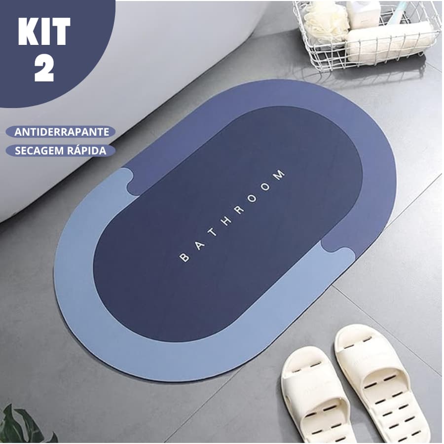 Kit 2 tapetes antiderrapantes super absorventes e secagem rápida para banheiro