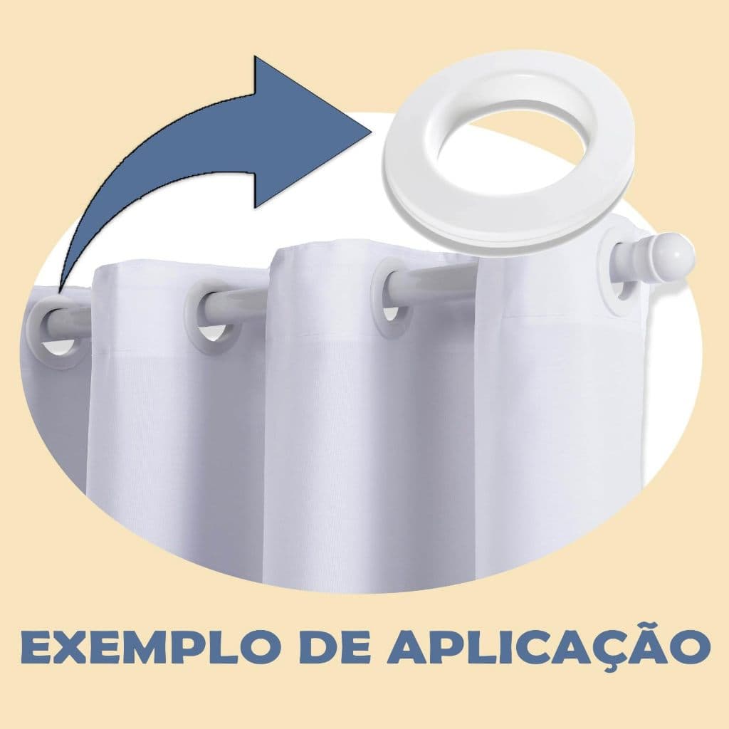 Ilhós Para Cortinas Coloridos Redondo 50 Pares Argola 28mm Tecido Cromado Dourado